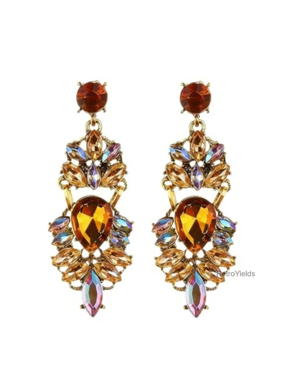 Oversized Rhinestone Chandelier Earrings Dangle Statement Jewelry for Women